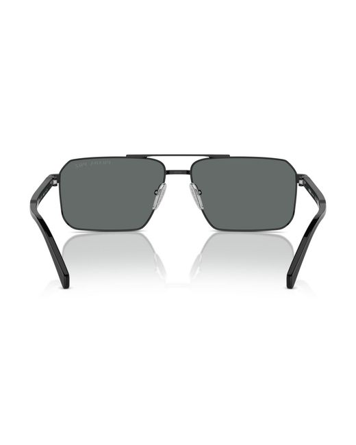 Prada Black Iconic Plaque Rectangle Sunglasses for men