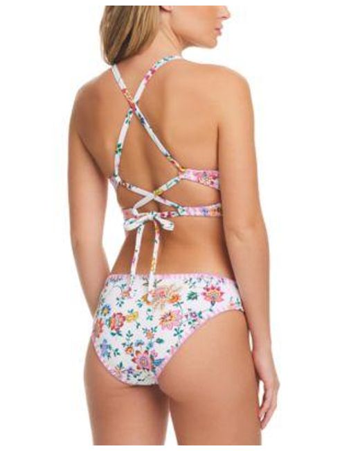 Jessica Simpson White Floral Print Bikini Top Matching Bottom