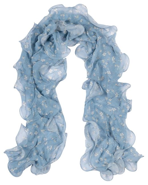 Double R Blue Ralph Lauren Floral Double Ruffle Scarf in Blue | Lyst