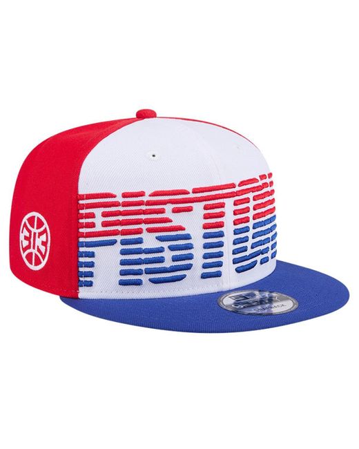 KTZ Red White/blue Detroit Pistons Throwback Gradient Tech Font 9fifty Snapback Hat for men