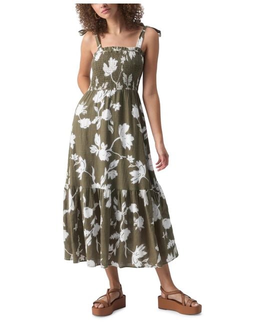 Sanctuary Green The Smocked Floral-print Sundress