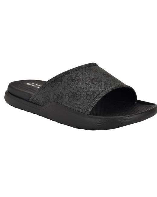 Guess Black Magaria Branded Elevated Pool Slides for men