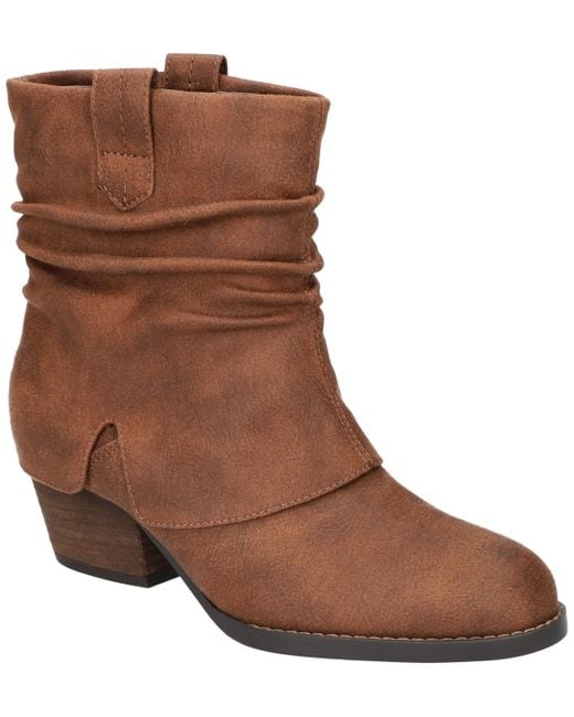 Bella Vita Brown Twyla Slouch Block Heel Ankle Boots