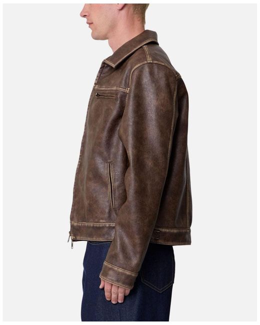 MNML Brown Washed Leather Jacket