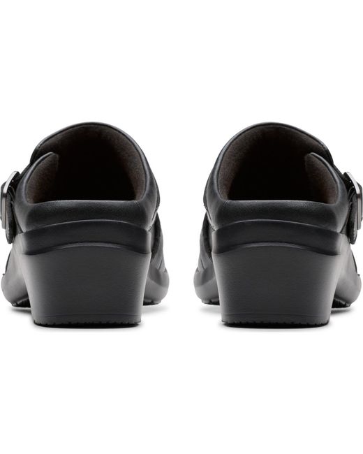 Clarks Black Angie Braley Round Toe Mules