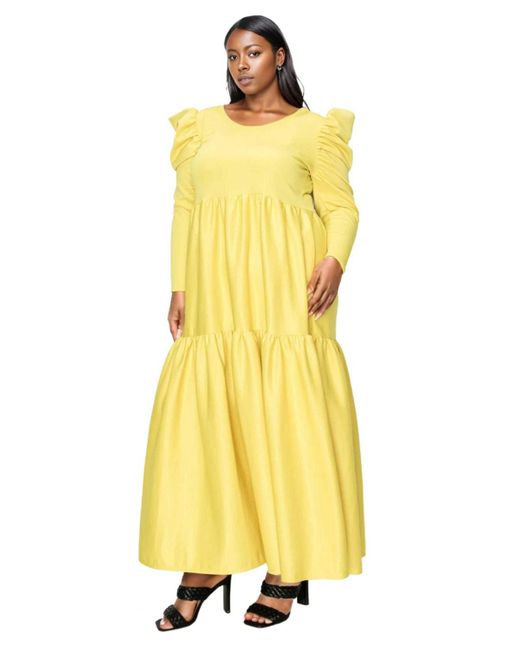 L I V D Yellow Plus Size Isabel Tiered Maxi Dress