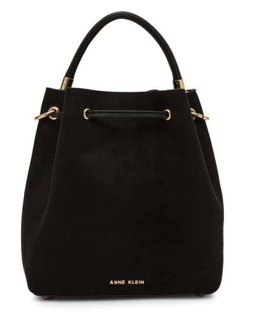 Anne Klein Black Convertible Strap Small Bucket Bag