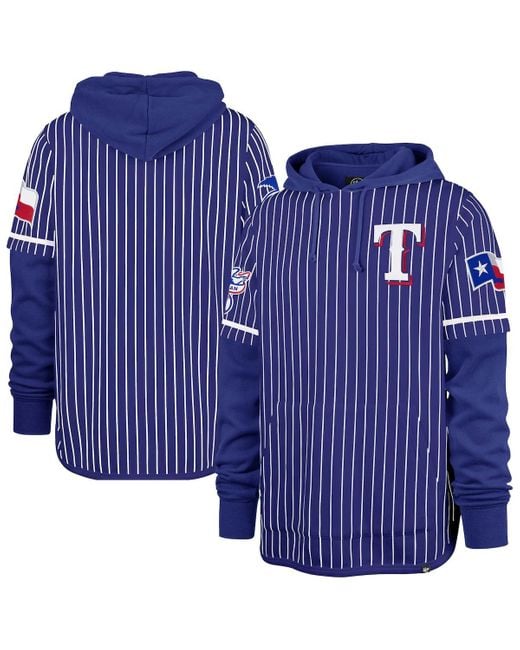 '47 Blue Texas Rangers Pinstripe Double Header Pullover Hoodie for men