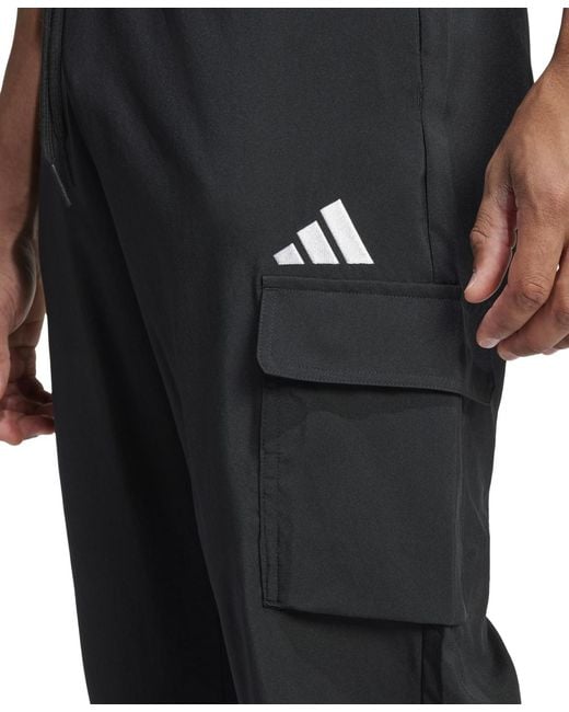Adidas Black Essentials Small Logo Cargo Pants for men
