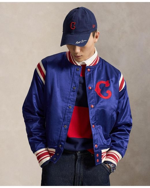 Polo Ralph Lauren Men's Blue Ribbed Baseball Collar Jacket