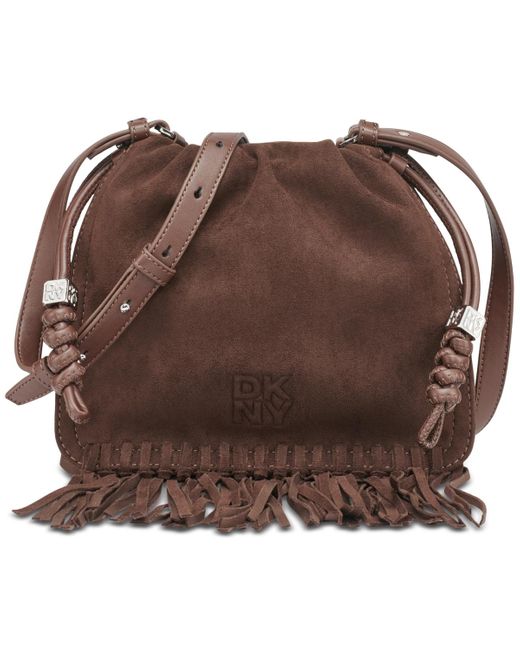 DKNY Brown Halle Small Drawstring Crossbody