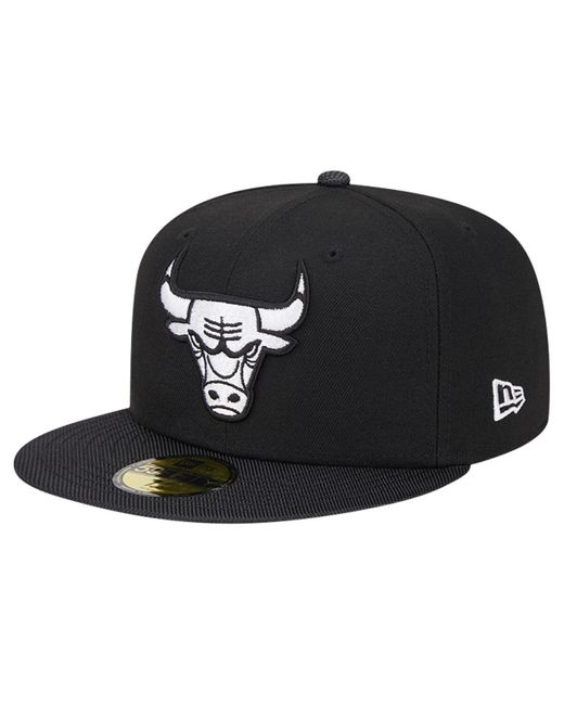 KTZ Black Chicago Bulls Active Satin Visor 59fifty Fitted Hat for men