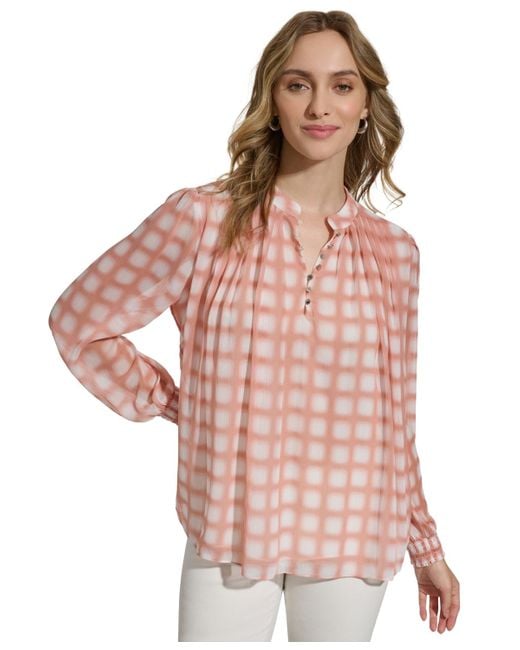 Calvin Klein Pink Printed Long-sleeve Blouse