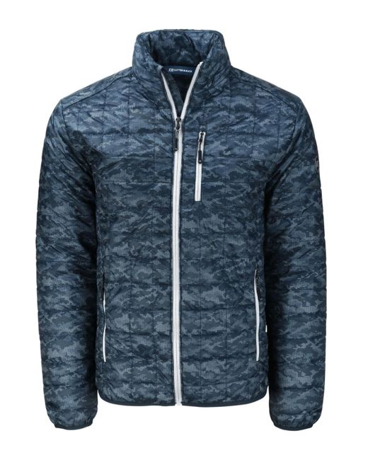 Cutter & Buck Blue Rainier Primaloft Eco Insulated Full Zip Printed Puffer Jacket for men