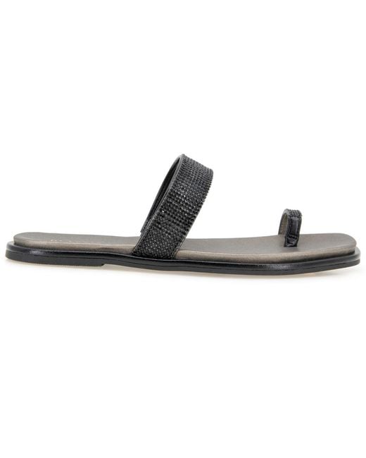 Kenneth Cole Black Wilfred Toe Loop Flat Sandals