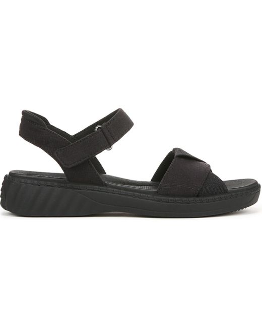 LifeStride Black Lane Washable Open Round Toe Strappy Sandals