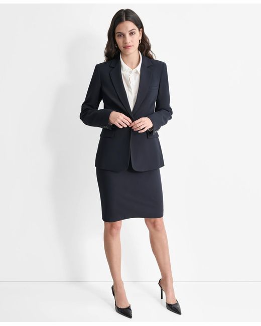 DKNY Blue Single-button-front Long-sleeve Jacket