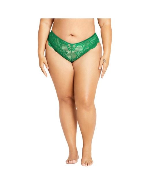 City Chic Green Plus Size Allure Ouvert Cheeky Panty