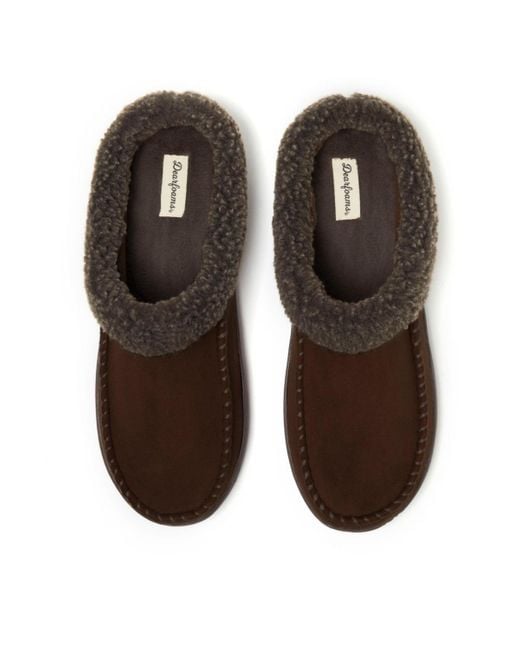 Dearfoams Brown Microsuede Moccasin Toe House Shoe Clog Slipper for men