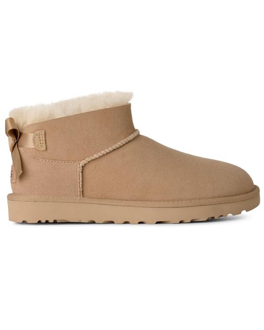 Ugg Natural Ultra Mini Bailey Bow Round Toe Booties