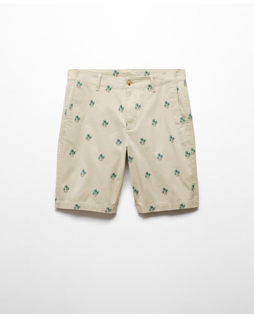 Mango Natural Printed Cotton Bermuda Shorts for men