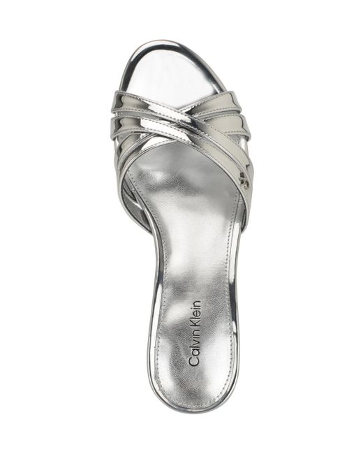 Calvin Klein Metallic Gabbie Crisscross Kitten Heel Sandals