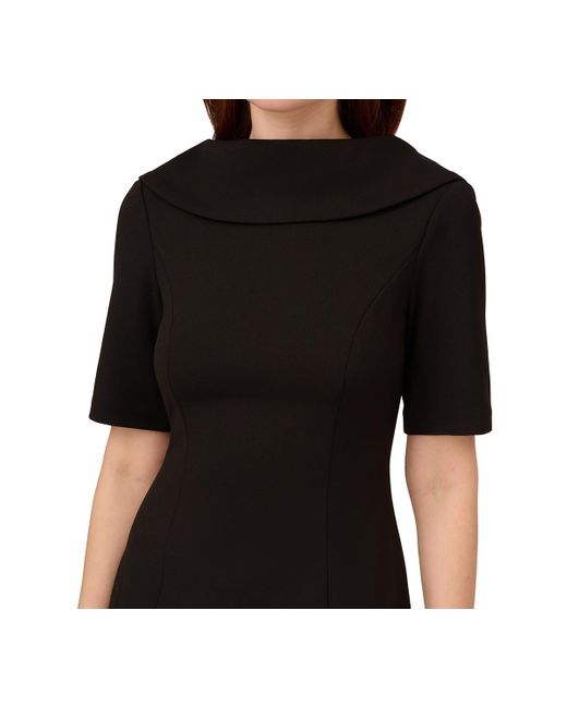 Adrianna Papell Black Short-sleeve Sheath Dress