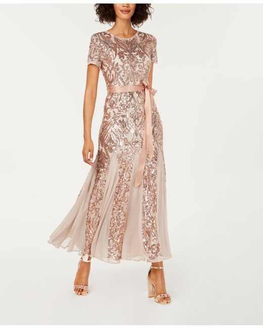r & m richards petite illusion ruffle jumpsuit