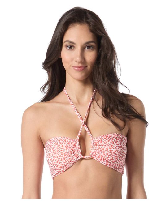 Vince Camuto Pink Leopard-print Bandeau Bikini Top