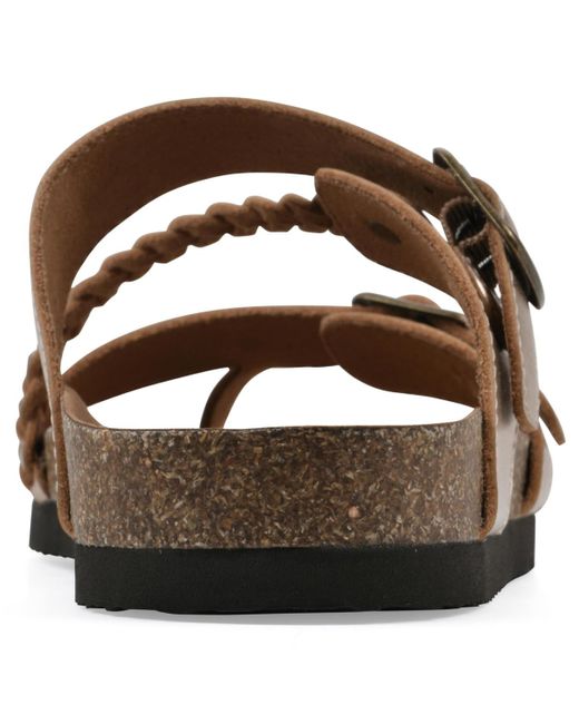 White Mountain Brown Hammy Round Toe Flat Sandals