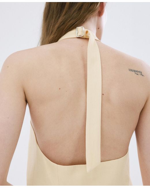 Mango Natural Linen Buttoned Top