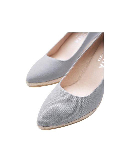 VISCATA Gray Roses Canvas U Cut Espadrille Wedges