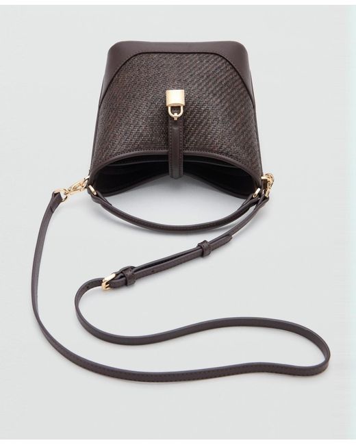 Mango Brown Small Raffia Bucket Bag