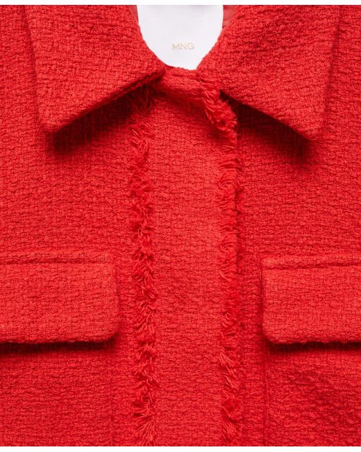 Mango Red Crop Tweed Jacket