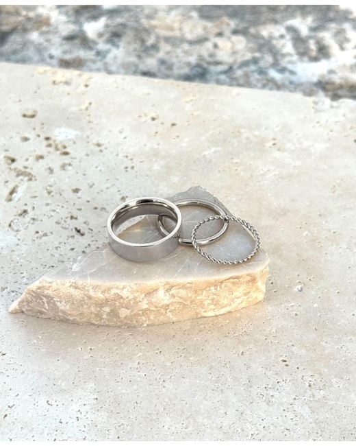 Adornia White Tarnish Resistant Ring Set