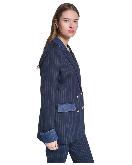 Karl Lagerfeld Blue Button-front Collared Jacket