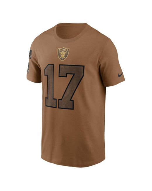 Nike Brown Davante Adams Distressed Las Vegas Raiders 2023 Salute To Service Name And Number T-shirt for men