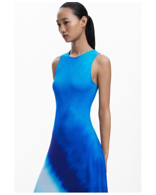 Desigual Blue Tie-dye Ruched Dress