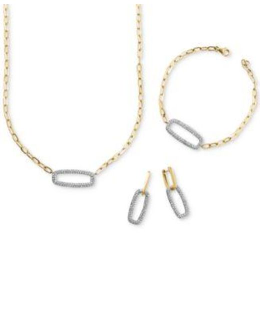 Effy White Effy Diamond Pave Link Necklace Earrings Bracelet Collection In 14k Gold