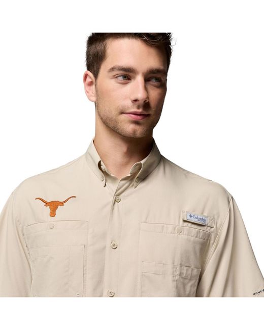 Columbia Natural Texas Longhorns Tamiami Omni-shade Button-down Shirt for men