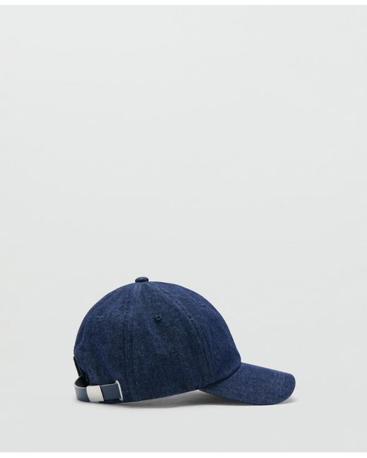 Mango Blue Cotton Denim Cap for men