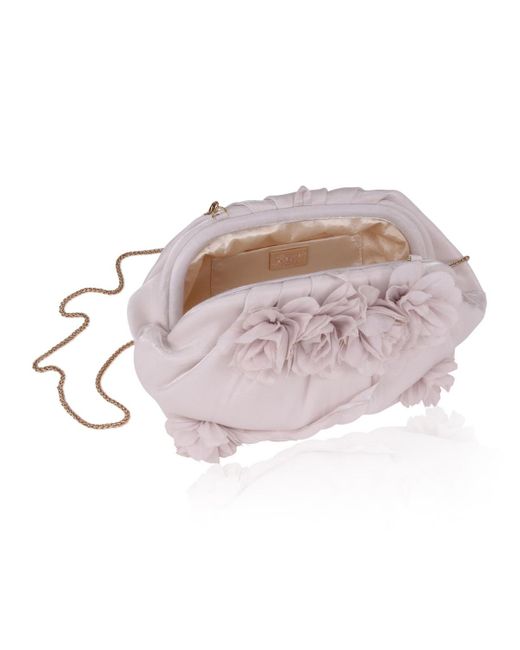 Badgley Mischka Pink Woman's Lottie Floral Applique Pouch Clutch