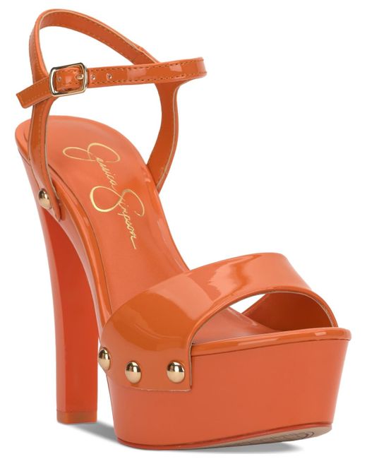 Jessica Simpson Orange Calenta Stud-trim Platform Sandals
