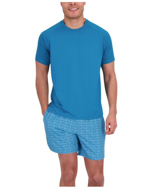 Spyder Blue Short Sleeve Waffle-knit Crewneck Swim Shirt for men
