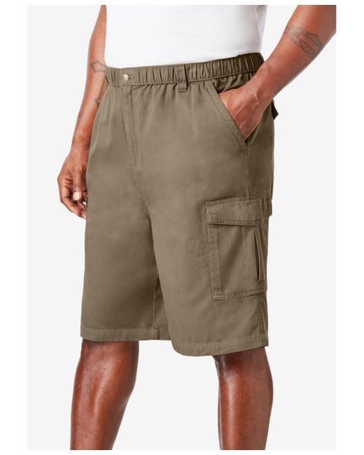 Boulder Creek Black Big & Tall By Kingsize Renegade 9" Full Elastic Waist Cargo Shorts for men