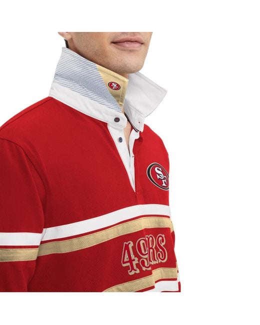 Tommy Hilfiger Red San Francisco 49ers Cory Varsity Rugby Long Sleeve T-shirt for men