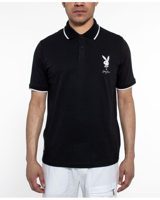 Sean John Playboy Collection Embroidered Logo Polo in Black for Men | Lyst
