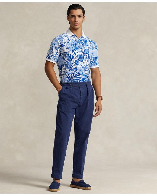 Polo Ralph Lauren Blue Classic-fit Floral-print Mesh Polo Shirt for men