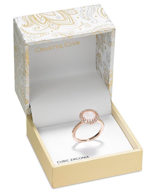 Charter Club Pink Tone Pave & Color Crystal Halo Ring