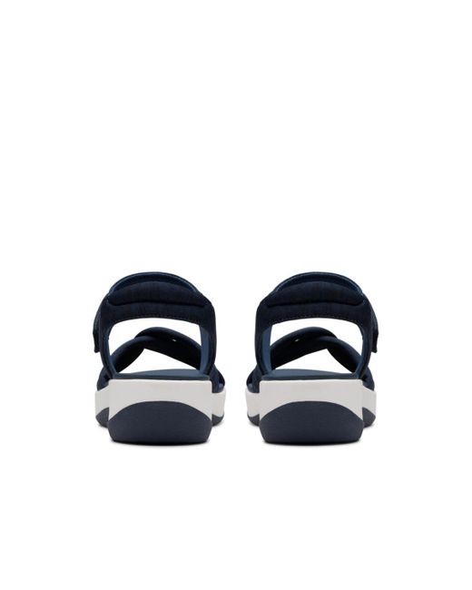 Clarks Blue Arla Daisy Slip On Flat Sandals
